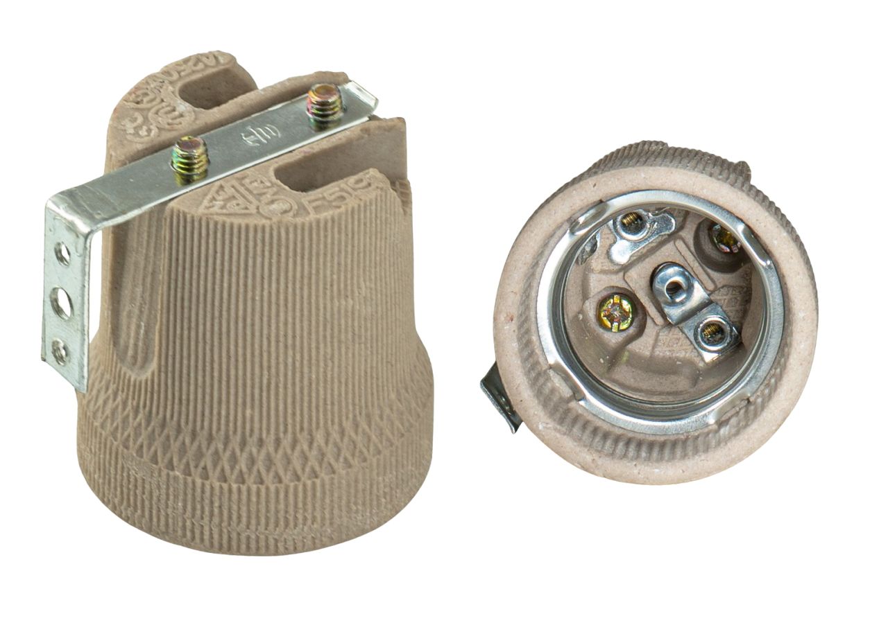 E27 Keramik Fassung / Sockel mit Befestigungswinkel