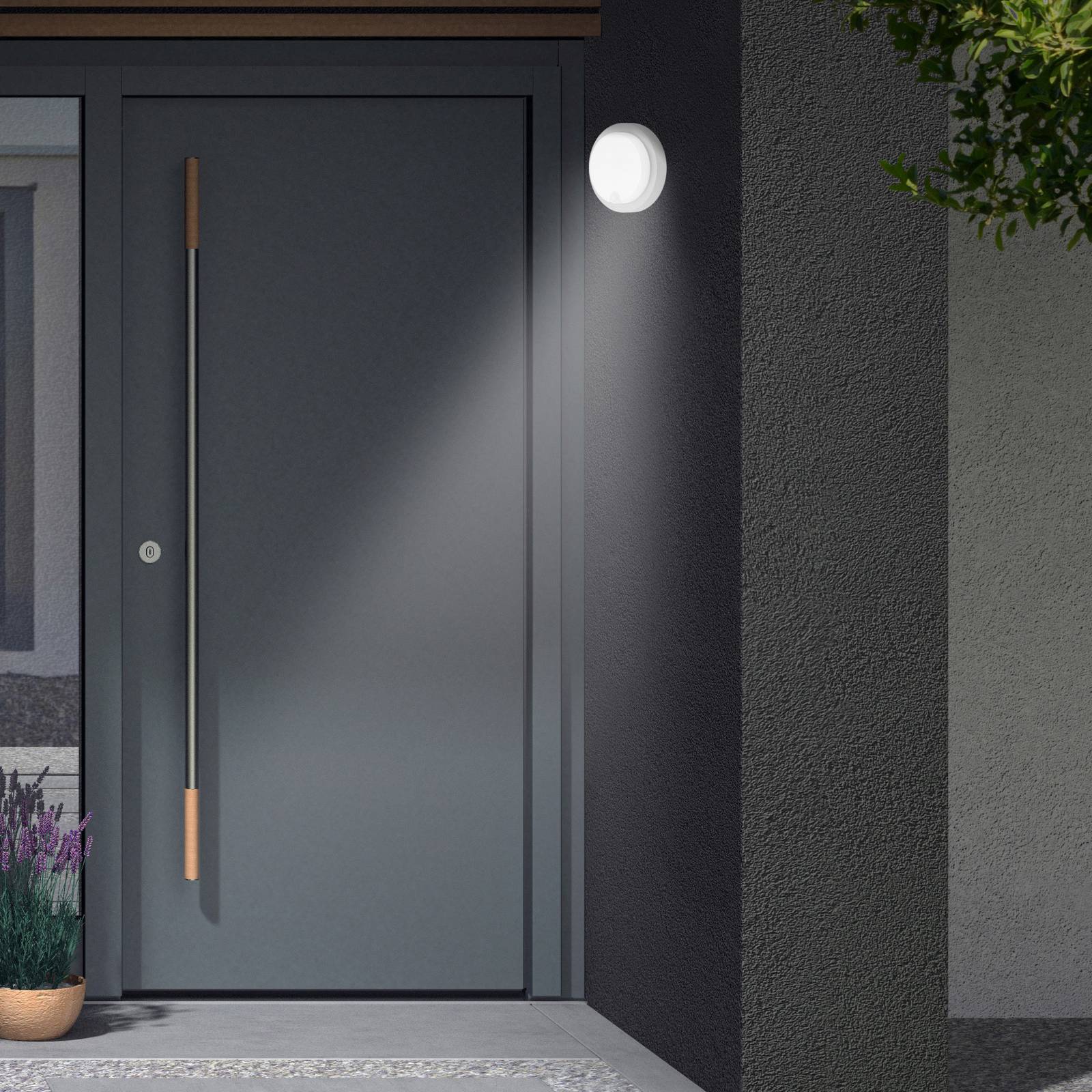 LED-Sensor-Außenwandleuchte Dortmund Ø17cm silber