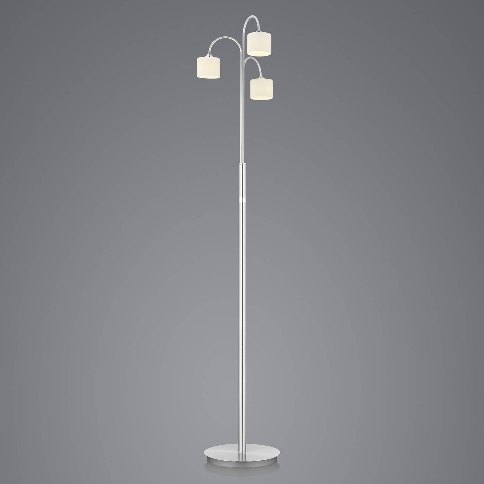 LED-Stehleuchte Mila, nickel/Opalglas, dreiflammig