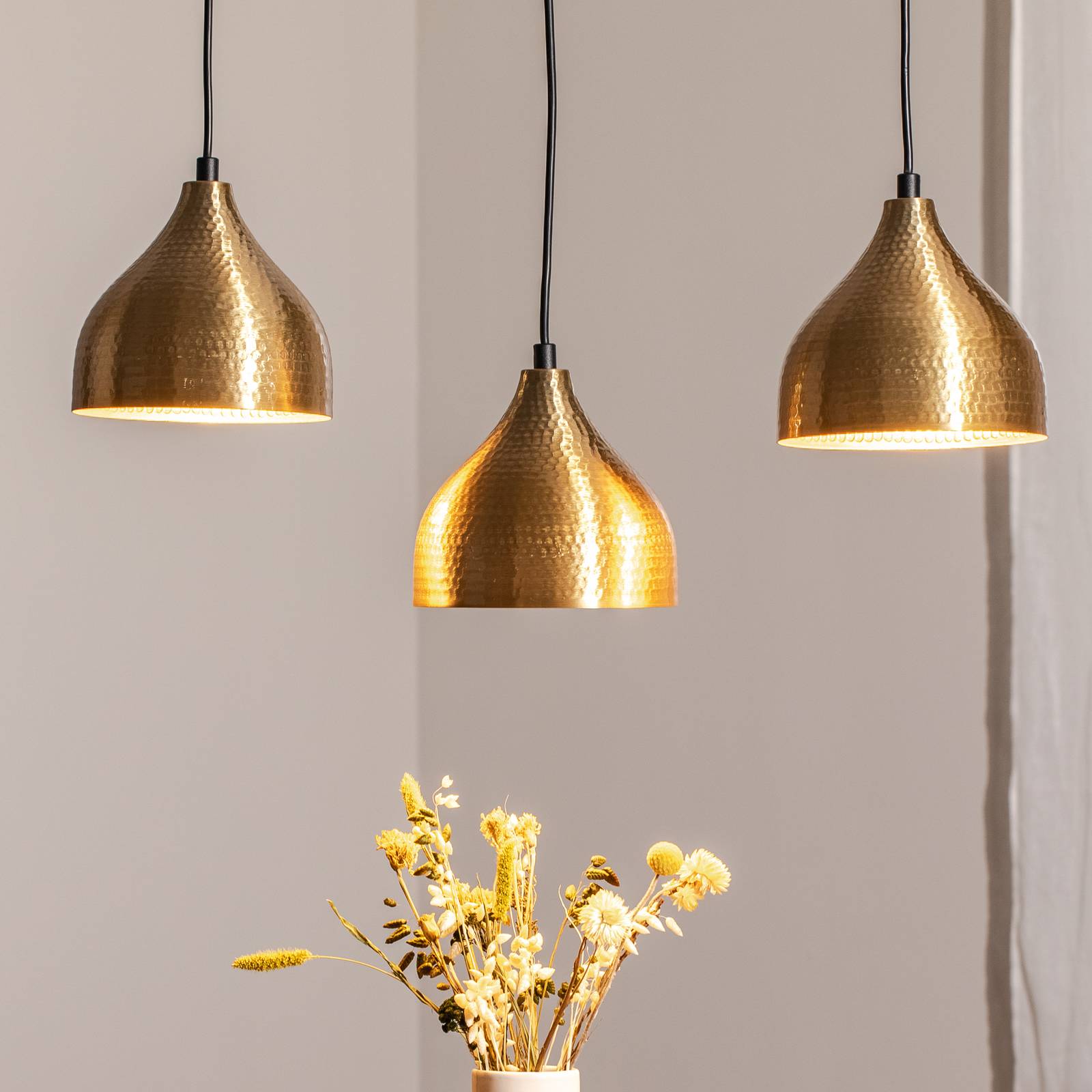 Hängeleuchte Tattoo 6214, goldfarben Metall 3-flammig linear