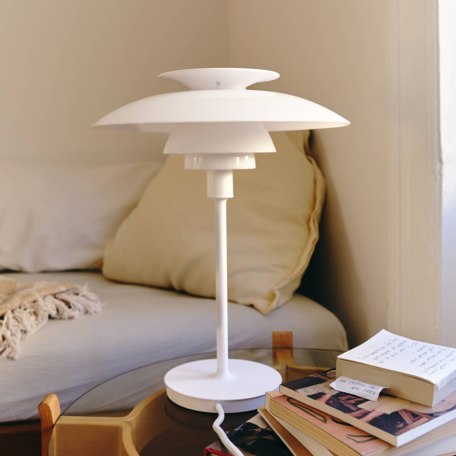 Louis Poulsen Tischleuchte PH80, opalweiß, Höhe 40 cm, E14