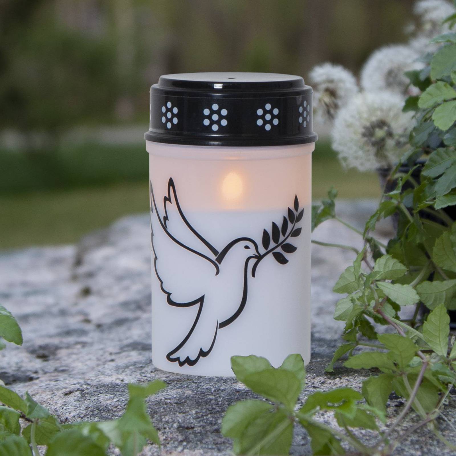 LED-Grablicht Dove, weiß/schwarz Kunststoff 12,5 cm Batterie