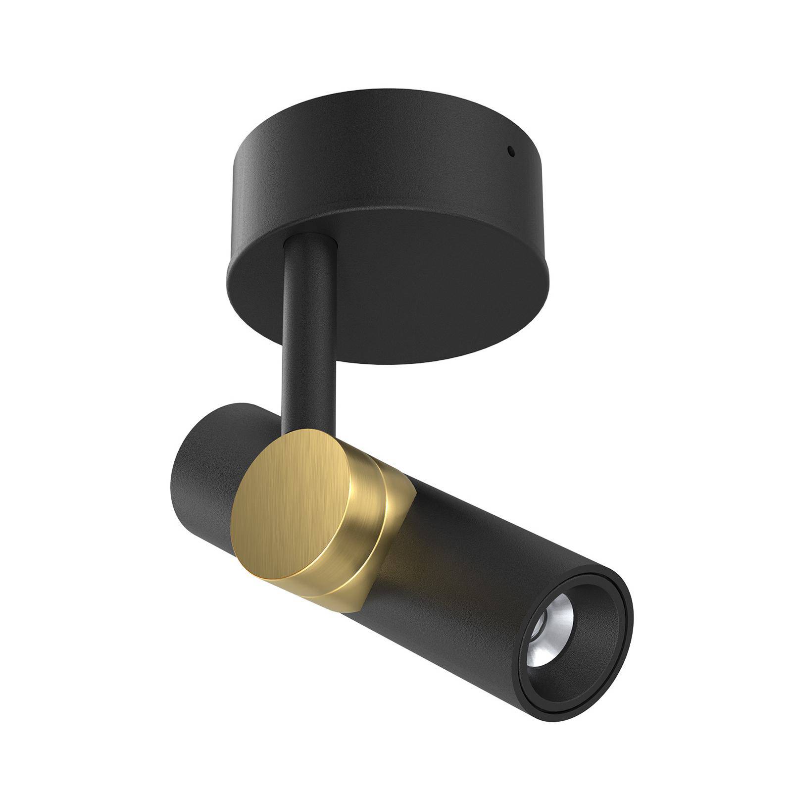 LED-Deckenspot Goose, schwarz/goldfarben, Aluminium, 2.700 K