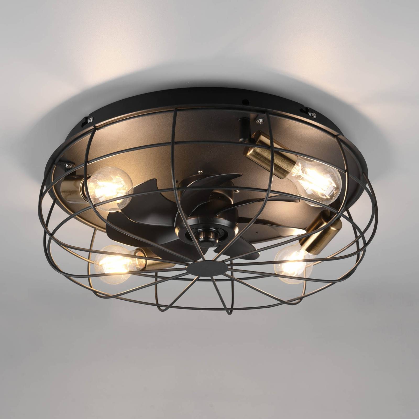 Deckenventilator Trondheim, Remote, 4xE27, schwarz