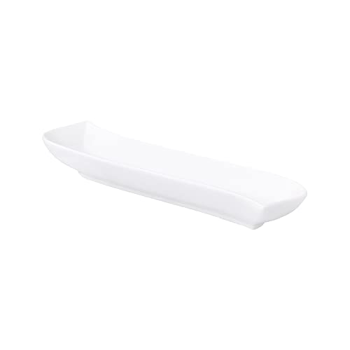 AMBITION Servierschale lang Welle/Kubiko 23 x 5,5 cm Porzellanschale Olivenschale Design Schale S-Form Dipschale Frühstücksschale Porzellan weiß