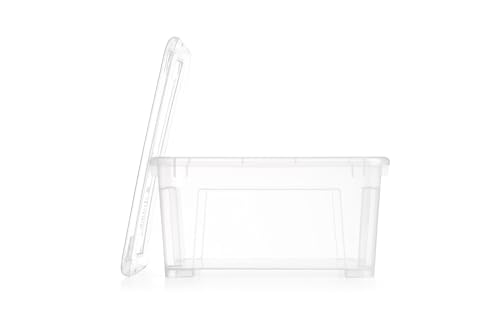 IKEA Samla Aufbewahrungsbox mit Deckel – 5L mit Deckel, Stapelboxen transparent – Robuste Boxen Aufbewahrung – Große Aufbewahrungsboxen für Haushalt & Keller - BxTxH: 28x19x14 cm
