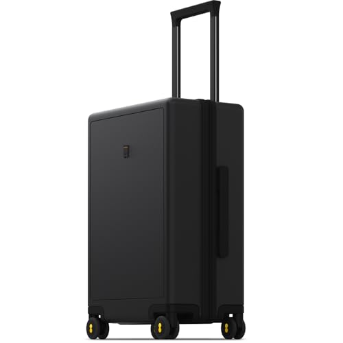 LEVEL8 Koffer Trolley Handgepäck mit TSA,8 Spinner Rollen,100% PC Rollkoffer Reisekoffer Hartschalen,Micro-Diamond Textured Design Reise Business (54.5cm, 40L,Schwarz)
