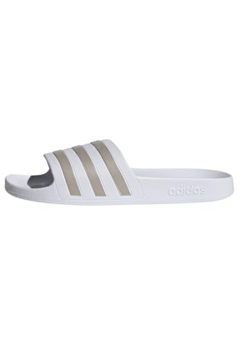 adidas Unisex Adilette Aqua Slides, Cloud White / Platinum / Cloud White, 40.5 EU