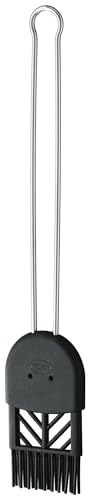 RÖSLE Backpinsel Silikon, Hochwertiger Pinsel zum Einfetten und Glasieren, Silikon, große Speicherkapazität, -70°C bis +220°C, Spülmaschinengeeignet, 4,5 cm, Silbern/Schwarz