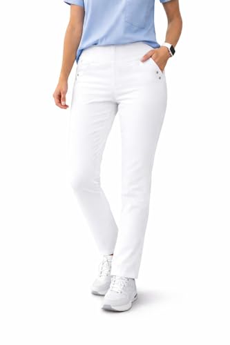 MEDIFASHION 24 - Damen Jeggings Weiß – Bequeme medizinische Arbeitshose für Pflege, Ärzte & Labor – Stretch & Blickdicht. Größen 34–54 (DE/NL/SE/PL, Numerisch, 38, 40, Regular, Regular, Weiss)