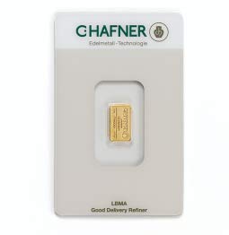 1 Gramm Gold 1 gr Goldbarren Barren Feingold 999,9 C. Hafner