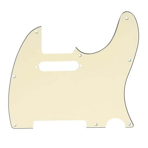 Musiclily 8 Löcher Tele Pickguard Gitarre Schlagbrett für Fender American/Mexican Standard Telecaster Modern Style E-Gitarre,3 lagig Crème