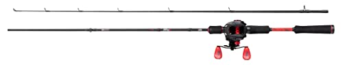 Abu Garcia MAX X Casting Rod and Baitcast Rollen Combo - Raubfischangel-Setup für Hecht, Barsch, Zander, Black/Red