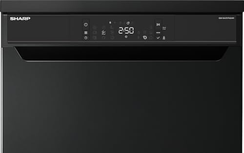 Sharp QW-NA3YF42AM-DE Geschirrspüler freistehend, 60 cm, 14 Maßgedecke, A, 42 dB, SteamWash, DualProWash, EcoWash, AutoDoor, WLAN, Weiß