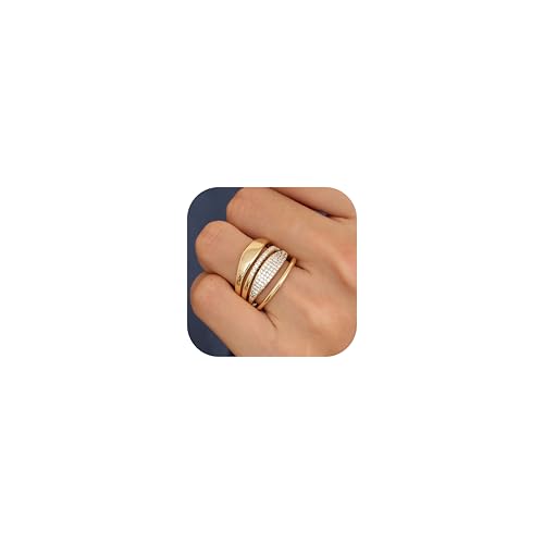 Chriscoco 4 Stück Gold Ringe Frauen 14 Karat Vergoldete Ringe Set Ring Gold Damen Daumenring Verlobungsringdamen Gold Fingerring Ringe Gold Wasserfest - Mit Schmuckschatulle