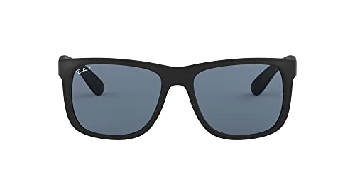 RayBan 0RB4165 Justin Classic Sonnenbrille LargeHerstellerGröße 55, Schwarz Gestell Schwarz Gläser Polarized Blau Klassisch 6222V