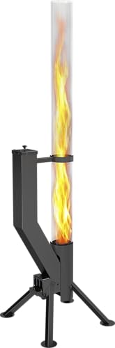 GARDENFLARE Feuerrohr Premium – Große Edelstahl Pelletfackel mit Flamme bis 1,5m & Reinigungsbürste incl., Feuersäule für Garten & Terrasse - Nachhaltiges Ambiente Feuer (Schwarz Pulverbeschichtet)