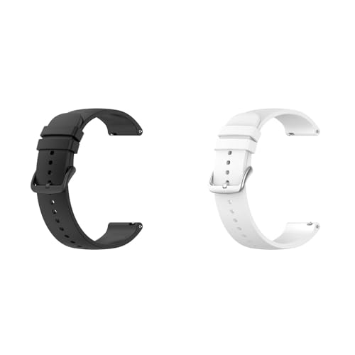 Silikon Armband für Pebble Classic/Time/Time Steel/2/2 SE, 22mm Wasserdichte Weiche Ersatzriemen, Weiches Silikon Ersatzarmband Uhrenarmband Sportarmband für Damen Herren, Z-Schwarz/Weiß