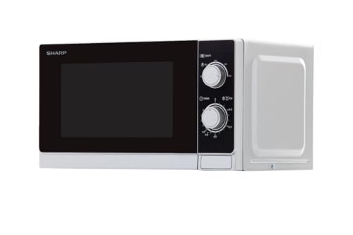 Sharp R200INW Solo-Mikrowelle/ 20 L/ 800 W/ 5 Leistungsstufen/Timer von 35 Minuten bis 00 Sekunden/gewichtgesteuertes Auftauen/Energiesparmodus/Glasdrehteller (25, 5 cm)/ silber