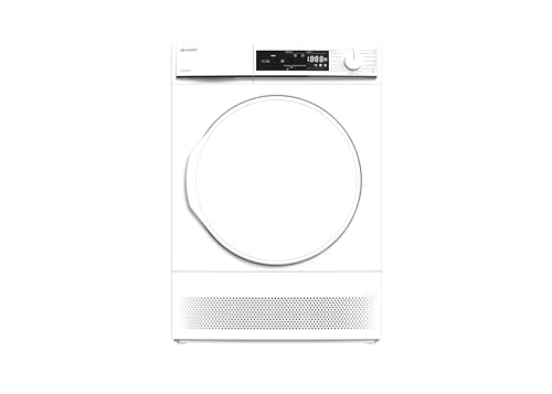 Sharp KD-NCA0S7PW9-DE Kondenstrockner Frontlader, 10 kg, 15 Programme, 29 Min. Kurzprogramm, Schontrommel, LED-Innenbeleuchtung, Kindersicherung, Weiß