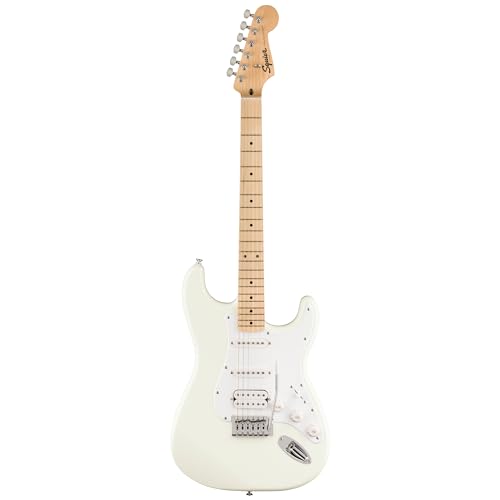 Squier by Fender Limited Edition Sonic® Stratocaster® E-Gitarre HSS, Ahorngriffbrett, weißes Schlagbrett, Arctic White