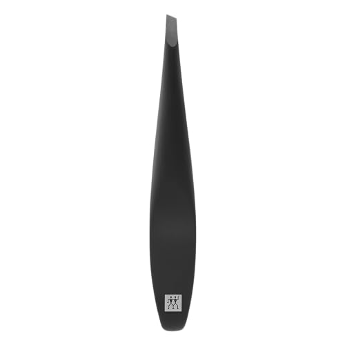 ZWILLING Pinzette (Schräge Spitze, Entfernen von Augenbrauenhaaren und Splittern, erweiterte Griffbreite, hypoallergen), Premium, Schwarz, 100 mm