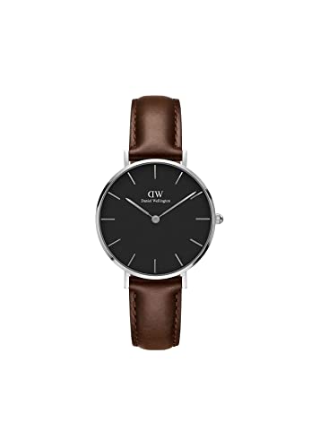 Daniel Wellington Petite Bristol Uhr Damen, 32mm Leder Silber Damen Uhr