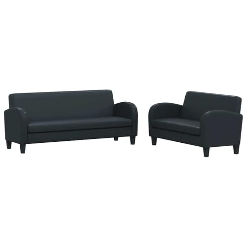 vidaXL Sofa Set 2-TLG. Kunstleder Schwarz Couch Sofagarnitur Polstersofa