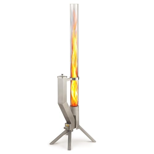 GARDENFLARE Feuerrohr Klassik – Edelstahl Feuersäule und Pelletfackel für Tolles Ambiente-Feuer – Elegante Terrassenheizer und Gartenkamin Alternative für Deine Terrasse und Garten (Silber)