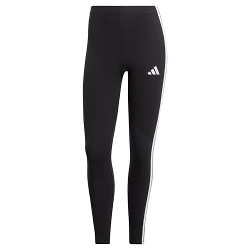 adidas Damen Essentials 3-Stripes Cotton Leggings, Black/White, M