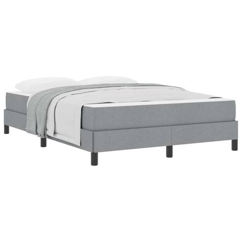 vidaXL Boxspringbett mit Matratze Hellgrau 160 x 200 cm Stoff, Moderner Schlafzimmer-Bettgestell, rechteckiger Boxspring, gemütliche Plattform, langlebige Schlaflösung, Elegantes Design