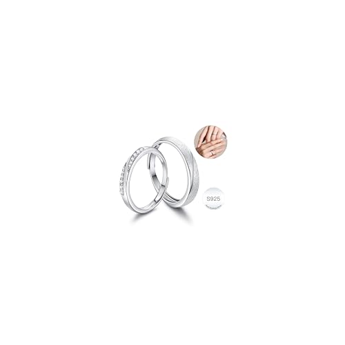 LOLIAS Paar Ringe 925 Sterling Silber Ring Trauringe Paar Ringe Damen Herren Ehering Hochzeitsringe Ring Jahrestag Versprechen Verlobungsring Ring Braut Sets Boxed Verstellbarer