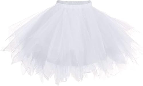 Damen Karneval Kostüm Tüllrock 80er Puffy Tütü Röcke Tüll Petticoat (DE/NL/SE/PL, Alphanumerisch, Einheitsgröße, Regular, Regular, Z 15)