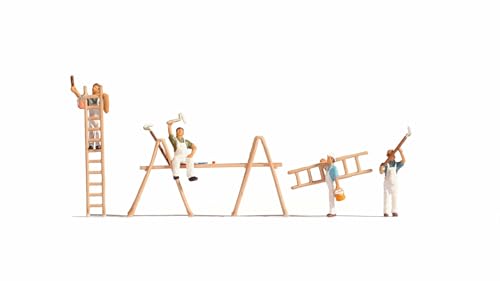 NOCH® Maler-Set 4 Figuren Zubehör für den Modellbau und die Modelleisenbahn, handbemalt, Spur H0, DIY und zur Dekoration