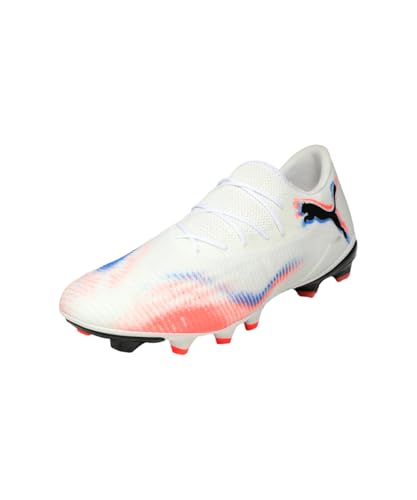 Puma Unisex Future 8 Match Low Fg/AgSoccer Shoe, Puma Weiß, Puma Schwarz, leuchtendes Rot, 43 EU