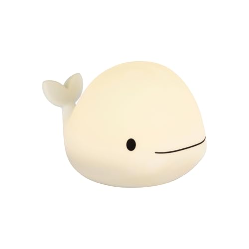 EGLO LED Nachtlicht Castellino, Akku Tischlampe Wal, Kinderzimmer Deko Mädchen Jungen, Silikon Nachttischlampe Kinder Baby Bett, Touch bedienbar, weiß, warmweiß, RGB