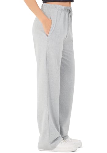 ROSS CAMP Jogginghose Damen - Baumwolle Sporthose Lang, Traininghose Laufhosen Bequeme Jogger, Sweatpants Weites Bein mit elastischem Bund Yogahose - Grau S