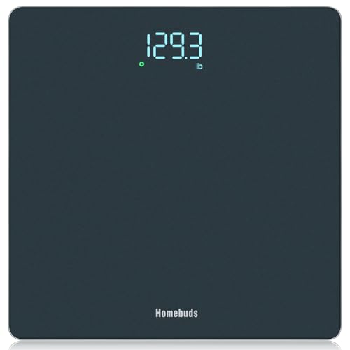 Homebuds Digitale Personenwaage, Hohe Präzision Zugesichert durch professionelle waage personenpersonen fabrik SEIT 2001,LED Anzeige und Step-On, 3*AAA Batterien enthalten, 182kg/400lb, Blau