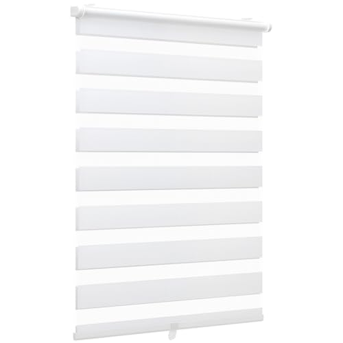 Sekey Doppelrollo Klemmfix ohne Bohren Doppelrollo Duo Rollo Schnurlos Rollo Faltrollo 50x100cm, Weiß