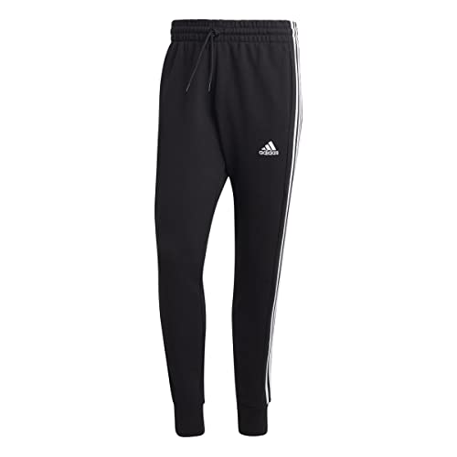adidas Herren Essentials Warm-Up Tapered 3-Stripes Track Pants, Black / White, M