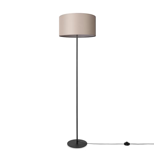 Paco Home Stehleuchte Wohnzimmer Schlafzimmer Stehlampe Dreibein Stoff Lampenschirm Modern LED Stehlampe E27 Einfarbig, Farbe:Beige (Ø38 cm), Leuchtenart/Farbe:Stehleuchte-Schwarz - Typ 1