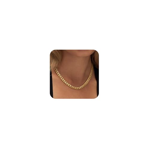 SLOONG Halskette Damen Gold Wasserfest Panzerkette Edelstahl Kette Gold Goldkette Damen Schmuck Geschenk für Frauen 45cm
