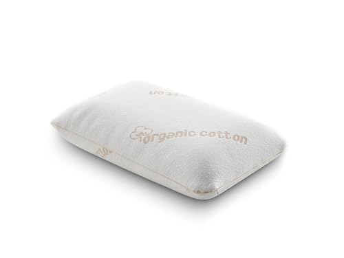 VELANIQUE® Organic Cotton, ergonomisches Visco Kissen - fest – für breite Schultern – Memory Foam Kopfkissen mit Bio-Baumwollbezug, hautfreundlich, Natürlicher Schlafkomfort, 60×40×15 cm