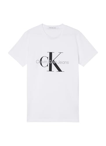 Calvin Klein Herren T-Shirt Kurzarm Core Monologo Slim Fit, Weiß (Bright White), M