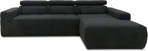 DOMO. collection Ecksofa Brandon, Sofa mit Rückenfunktion in L-Form, Polsterecke, Eckgarnitur Longchair rechts 285 x 175 x 98 cm (BxTxH), schwarz