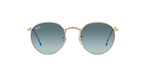Ray-Ban Round Metal RB 3447 Herren-Sonnenbrille, Hellgrün, Gold/Grau Shaded Green 50/21/145