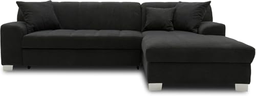DOMO. collection Ecksofa Capri, Sofa in L-Form, Couch, Polsterecke, Eckcouch, Sofa-Garnitur, Longchair rechts 239 x 152 x 75 cm (BxTxH), schwarz
