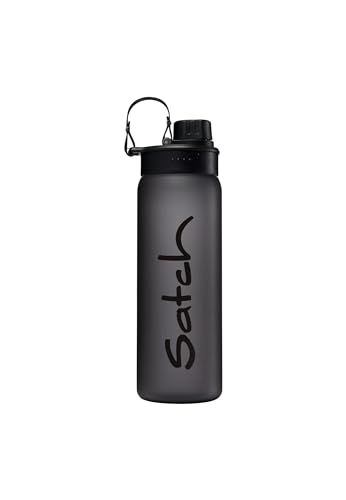 Satch Sport Trinkflasche BPA frei 650 ml, Auslaufsicher und Kohlensäure geeignet, für Sport- und Erfrischungsgetränke Schwarz - Schwarz