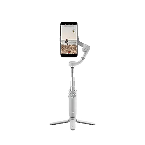 DJI OM 5 Smartphone-Gimbal-Stabilisator, 3-Achsen-Telefon-Gimbal, integrierte, tragbare und faltbare Verlängerungsstange, Android und iPhone Gimbal mit ShotGuides, grau