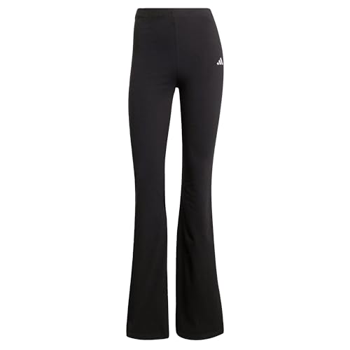 adidas Women's Essentials SMALL Logo Flared Leggings, Black/White, L